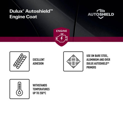 Dulux 340g Autoshield Engine Coat Spray Paint - Gloss Black - High-Temperature Resistance