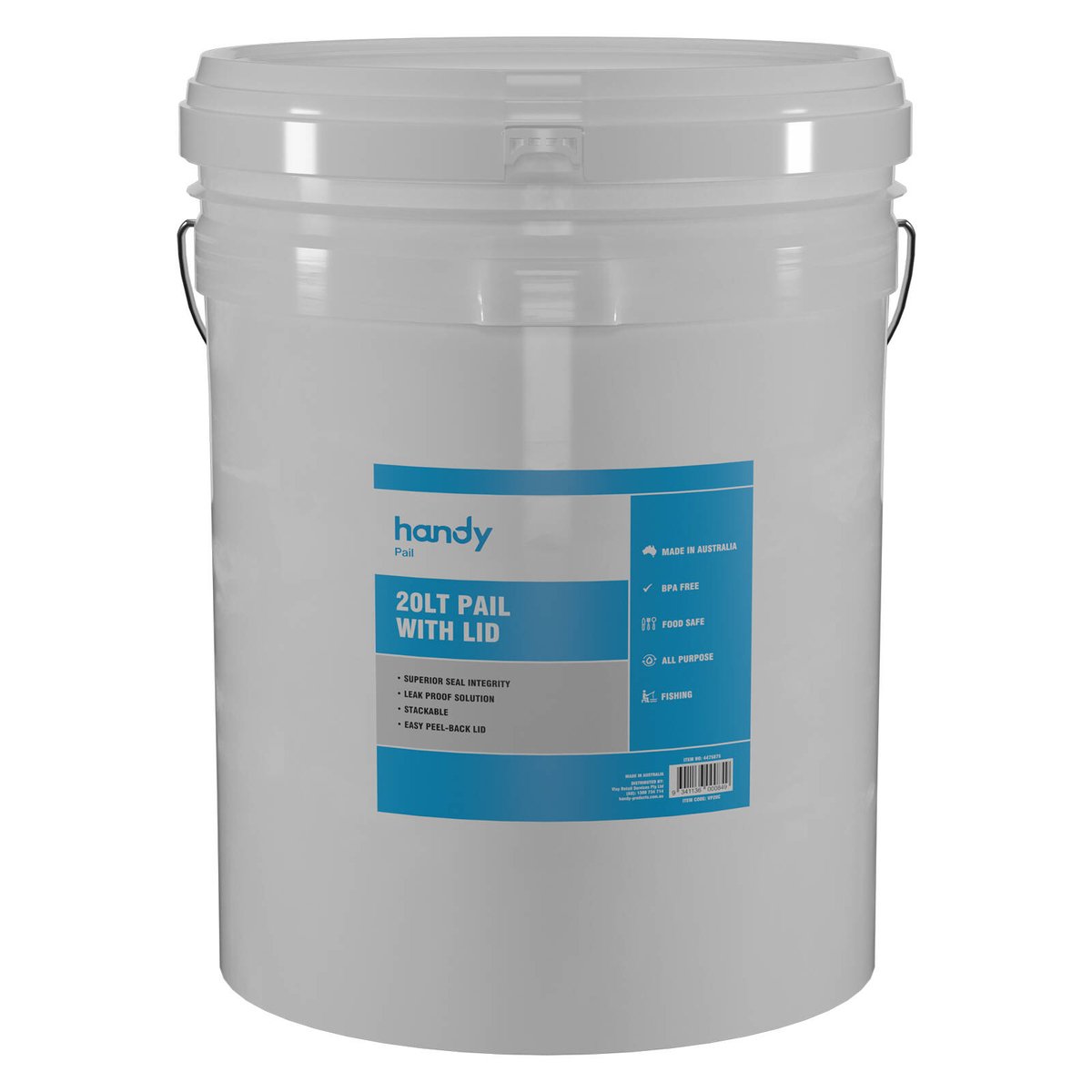 Handy 20L Pail Bucket with Lid - Plastic - Leak Proof - Food Grade