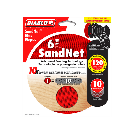 Diablo 150mm Orbital Sandnet Discs 10 Pack - 120 Grit - Red - Durable - Auzzistore