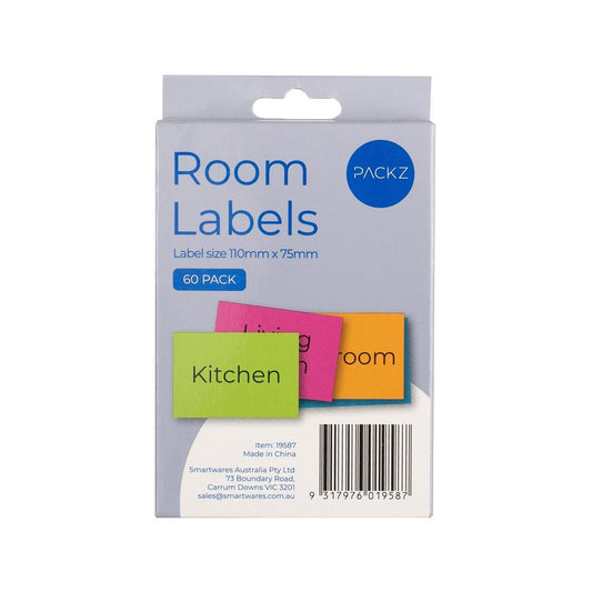 Packz Room Labels 110 x 75mm - 60 Pack - Strong Adhesive - Easy Application - Auzzistore