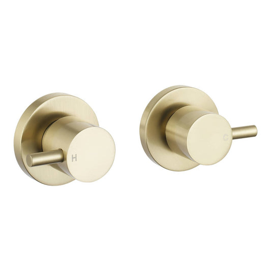 Mondella Resonance Brushed Brass 1/4 Turn Pin Lever Wall Top Assembly - 245mm x 76mm x 245mm - Ergonomic Water Control