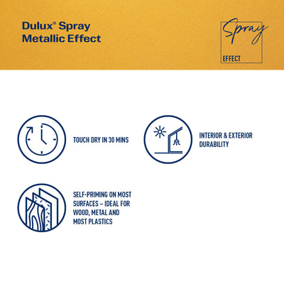 Dulux Spray Paint 325g Metallic Gold - Fast Drying - Self-Priming - 0.325L