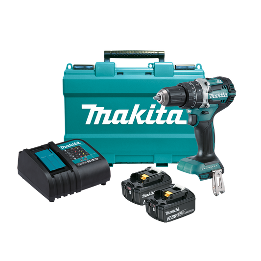 Makita 18V Brushless Hammer Driver Drill Kit DHP484SFE - Compact - Durable - 2 Speed Gearing