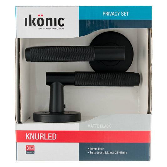 Ikonic Black Matte Knurled Privacy Lever Set - 1 Pack - 165mm x 190mm - Snib Locking – view 2 - Auzzistore