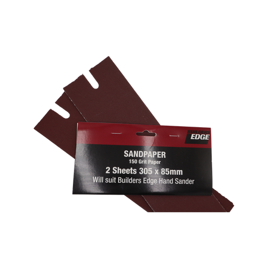 Builders Edge Plaster Tool Sand Paper - 372 x 108mm - Sand Paper - 150 Grit - 2 Pack - Auzzistore