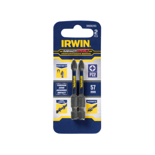 Irwin Impact Pro Performance Bits - 57mm - 2 Pack - Magnetised Tips - Auzzistore