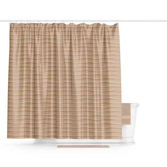 Barelli Polyester Shower Curtain - Textured Waves Natural - 180x180cm - Water-Repellent – view 2
