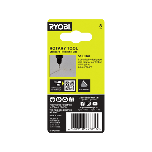 Ryobi Rotary Tool Drill Bit Set - 8 Piece - 3.2mm - Precision Drilling – view 2 - Auzzistore