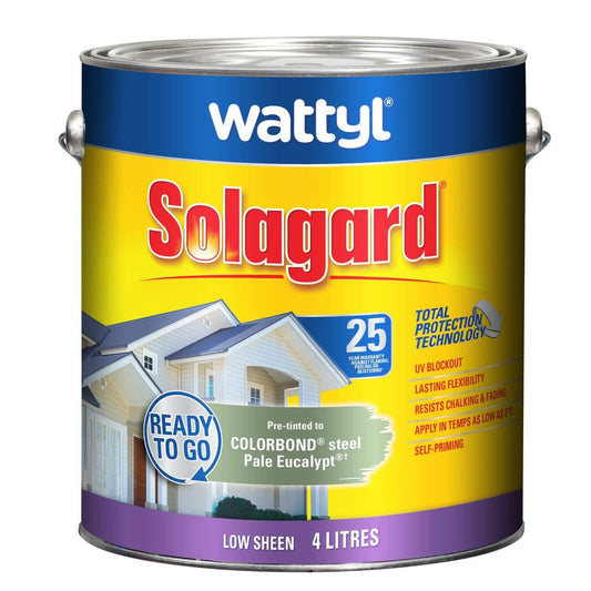 Wattyl Solagard Exterior Paint 4L - Pre Tinted Pale Eucalypt - Low Sheen - UV Protection - Auzzistore