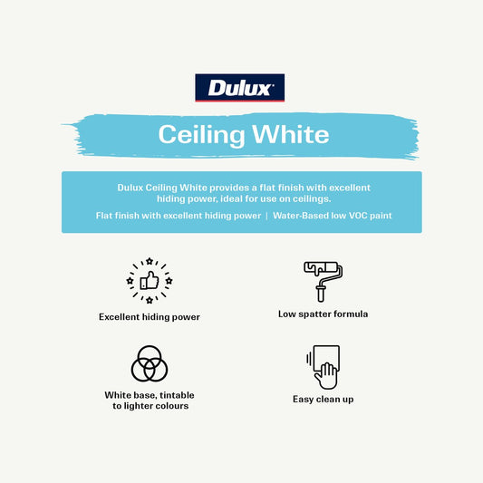 Dulux White Ceiling Paint 4L - Water-Based - Flat Finish - Low VOC – view 2 - Auzzistore