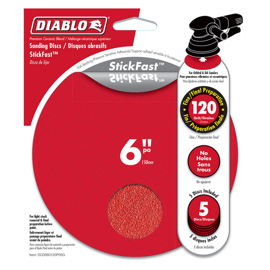 Diablo 150mm 120 Grit Abrasive Random Orbital Sheets 5 Pack - Red - Auzzistore