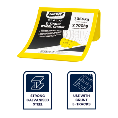 Grunt E-Track Wheel Chock - 165mm x 100mm - Durable Powder-Coated Finish