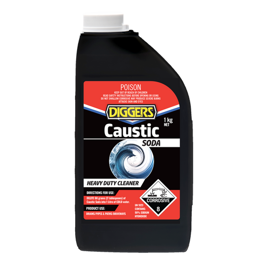 Diggers Caustic Soda - 1kg Granules - Heavy-Duty Cleaning Agent - Unblocks Drains