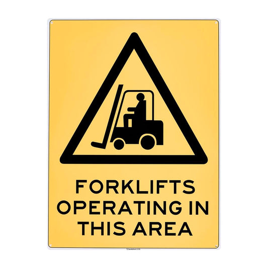 Sandleford Forklifts Operating Sign 450 x 600mm Polypropylene Yellow/Black - Auzzistore