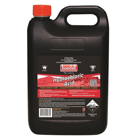 Bondall Hydrochloric Acid 5L - Acid Etching - Surface Prep - Clear