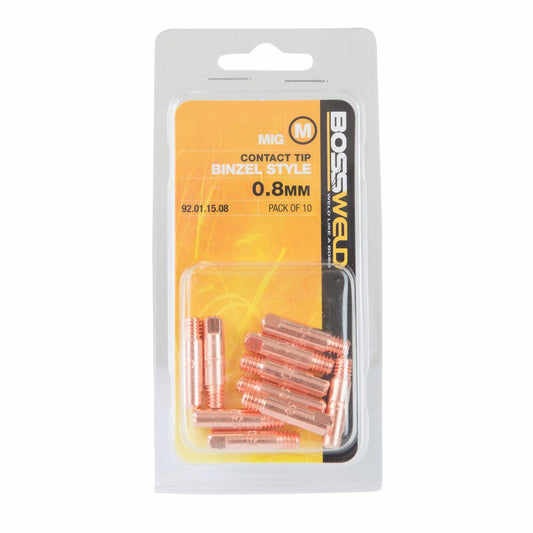 Bossweld 0.8mm Binzel Style M6 Contact Tip 25mm Long 10 Pack – view 2 - Auzzistore