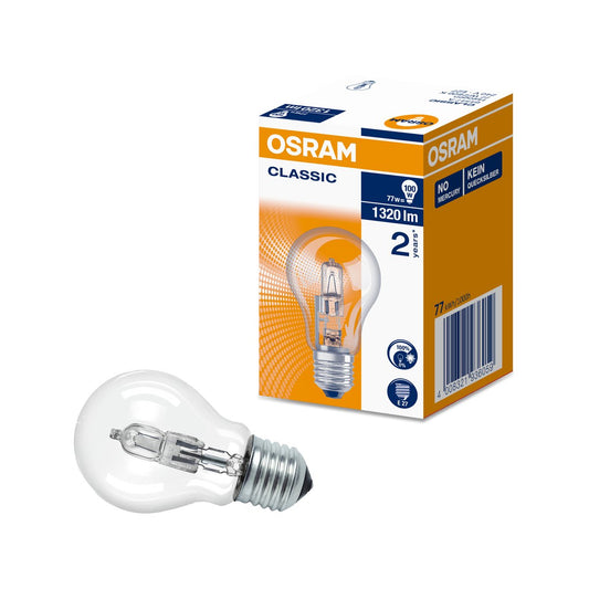 Osram 77W Halogen Light Globe E27 Clear Glass 1320 Lumens Warm White - Auzzistore