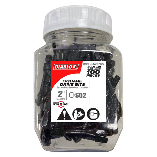 Diablo Power Bit SQ2 2" 100 Pack - Extreme Durability & Impact Resistance - Auzzistore