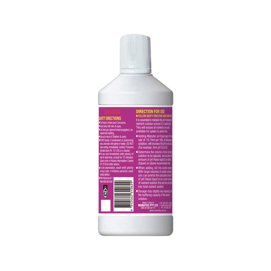 Manutec Hydroponic pH Raise - 600ml - Alkaline - Increase pH – view 2 - Auzzistore