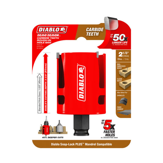 Diablo 2 1 8 Demo Demon Carbide Teeth Hole Saw - 60mm Cutting Depth - 5X Faster Cutting - Auzzistore