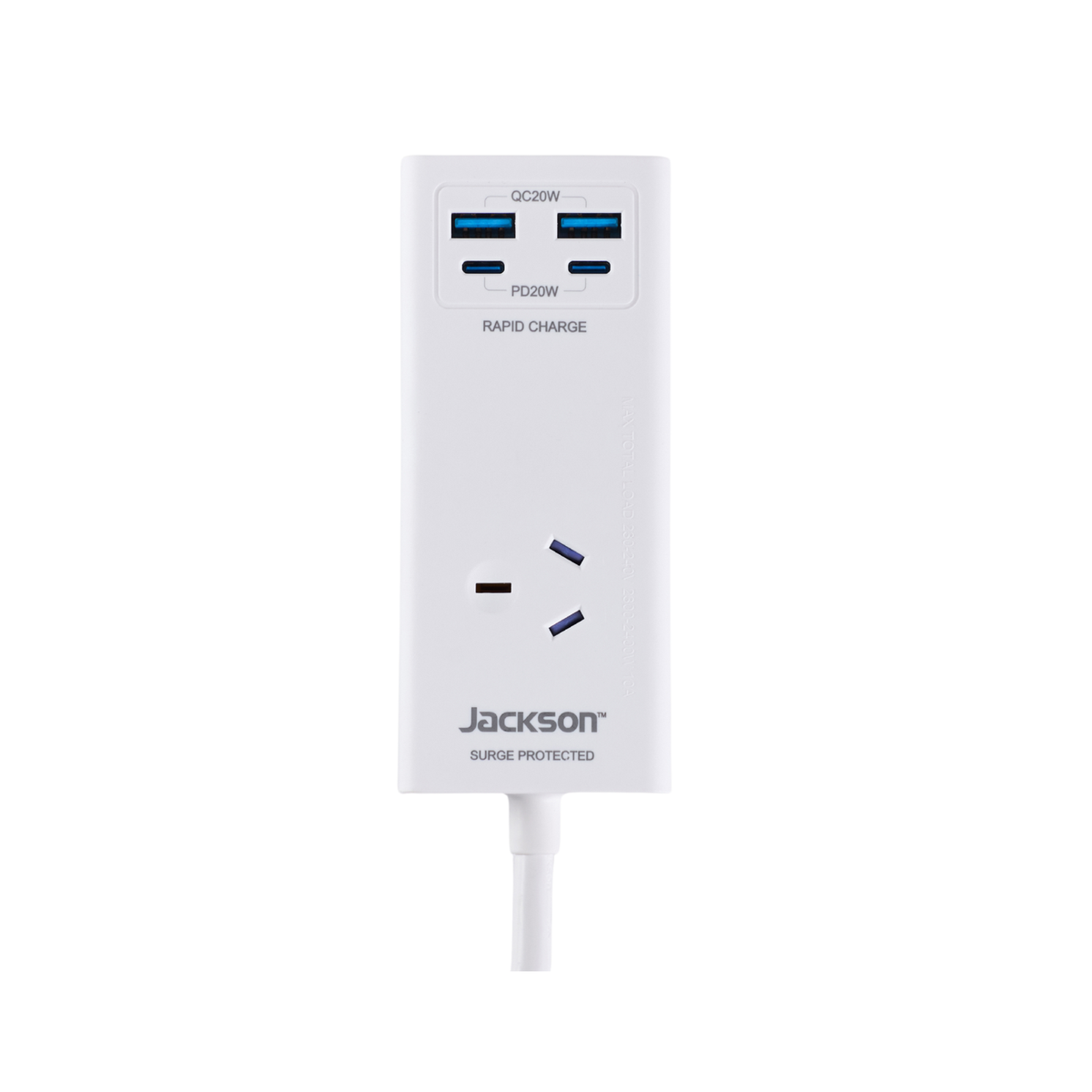 Jackson 1 Outlet Adaptor - USB 2A 2C PD20W - 0.9m - White - Surge Prot ...
