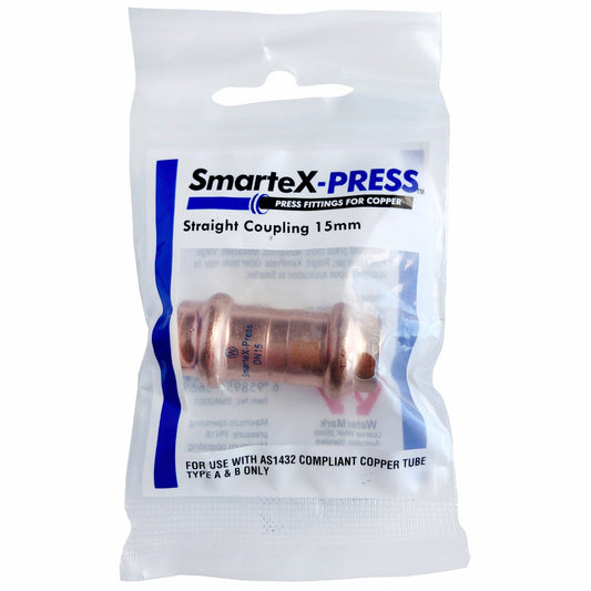 SmarteX-PRESS Straight Coupling - 15mm - Copper - Flame-Free Installation – view 2 - Auzzistore