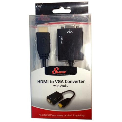 8WARE HDMI 19-pin to VGA 15-pin Male to Female Converter without Power Adapter plus 3.5mm Stereo Audio Out | Auzzi Store