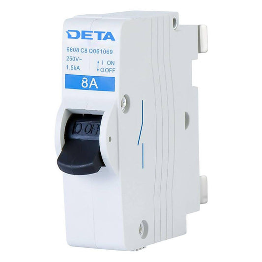 Deta 8A Plug-In Circuit Breaker - 8 Amp Glass Filled Nylon - Reliable Safety - Auzzistore