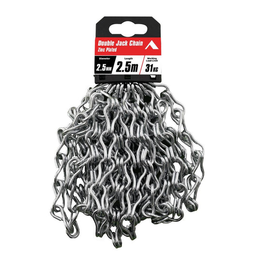 Pinnacle Zinc Plated Double Jack Chain 5mm x 2.5m - 31kg Load Rating - Auzzistore