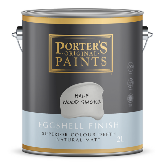 Porter S Washable Paint 2L - Half Wood Smoke - Eggshell Finish - 162mm x 156mm x 141mm - Auzzistore