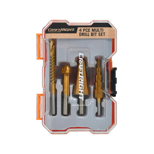 Craftright 4 Piece Drill Bit Set - HSS4241 Ti-Coated - 104mm x 145mm - Versatile Drilling - Auzzistore