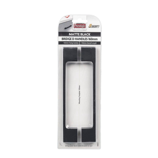 Prestige Black D Bridge Handle 160mm 2 Pack Easy Installation
