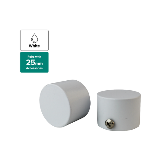 Pillar Curtain Rod Finial - 25mm - Aluminium - Gloss White – view 2 - Auzzistore