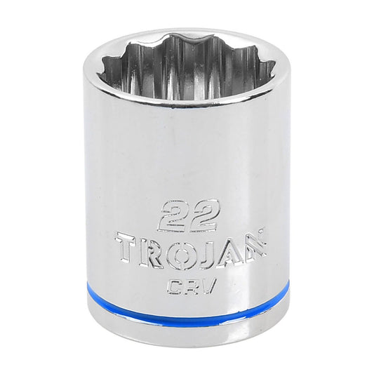 Trojan 22mm Socket 1/2 Drive - Polished Chrome Vanadium - 12 Point Design - Lifetime Warranty - Auzzistore