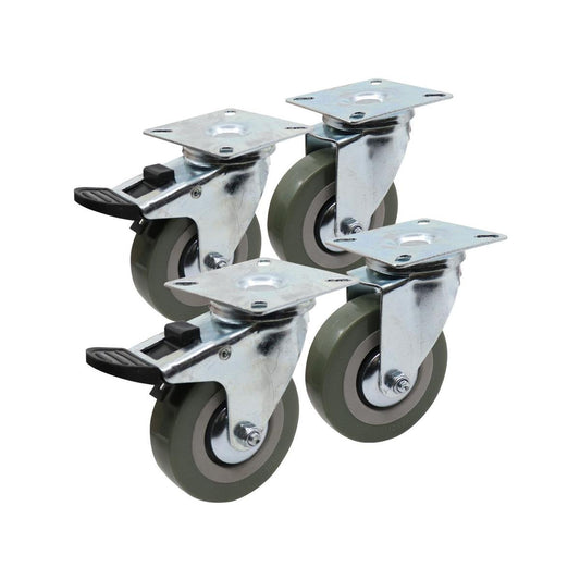 Move It 75mm PVC Castor 4 Pack - Low Rolling Resistance - 40kg Load - Auzzistore