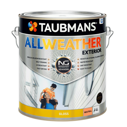 Taubmans 4L Neutral Gloss All Weather Exterior Paint - Mould Resistant - Fast Drying - Auzzistore