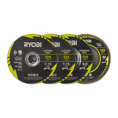Ryobi 4 Piece Cutting and Grinding Set - 125mm - Metalworking Precision