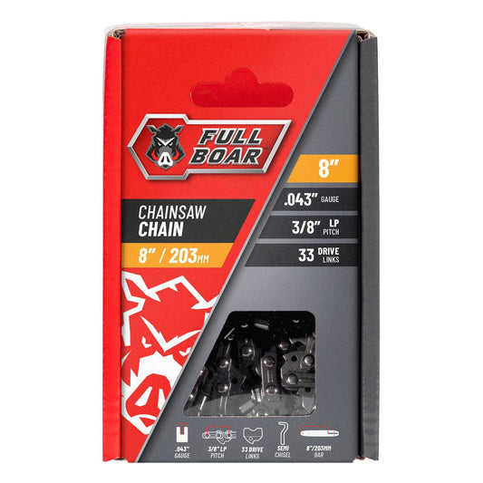 Full Boar Chainsaw Chain - 8" (203mm) - 33 Drive Links - Semi Chisel - 0.043" Gauge - Auzzistore