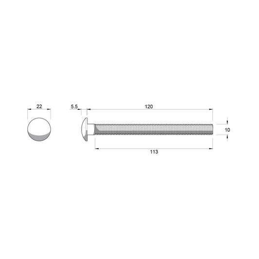 Zenith Stainless Steel 304 Grade Cup Head Bolts M10 x 120mm Durable – view 2 - Auzzistore