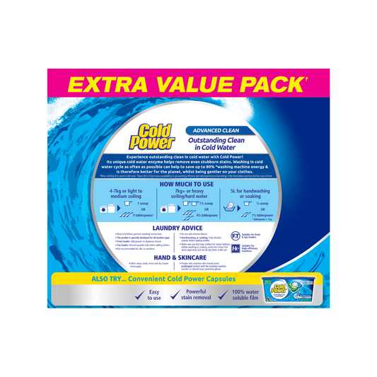 Cold Power Advanced Clean Powder Laundry Detergent 4kg - Cold Water Stain Removal – view 2