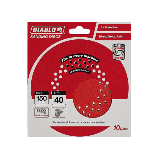Diablo 150mm 40 Grit Sanding Discs 10 Pack Coated Abrasive Durable - Auzzistore