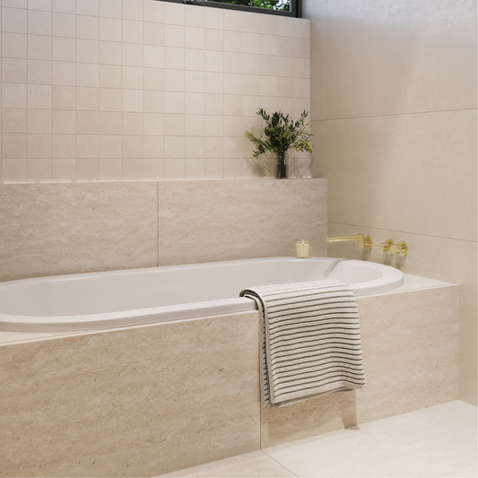Mondella Resonance Brushed Brass 1/4 Turn Pin Lever Wall Top Assembly - 245mm x 76mm x 245mm - Ergonomic Water Control