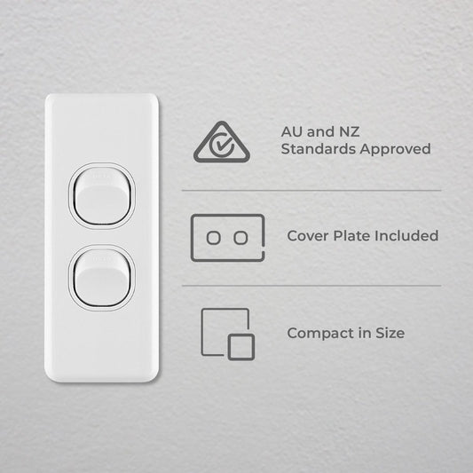 Deta Double Architrave Switch - 84mm Polycarbonate - Easy Fit – view 2 - Auzzistore