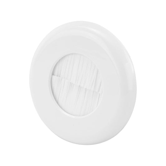 Deta Round Brush Wall Plate - 100mm x 100mm - White/Silver - Cable Management - Auzzistore