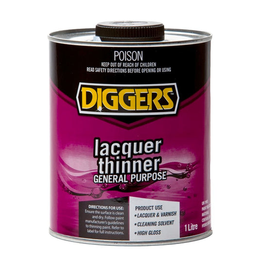 DIGGERS Lacquer Thinner - 1L - Hydrocarbon - Low VOC - Auzzistore