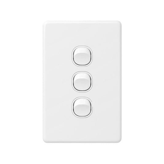 Deta X6 White Triple Vertical Switch - 3 Gang - Polycarbonate - Durable - Auzzistore