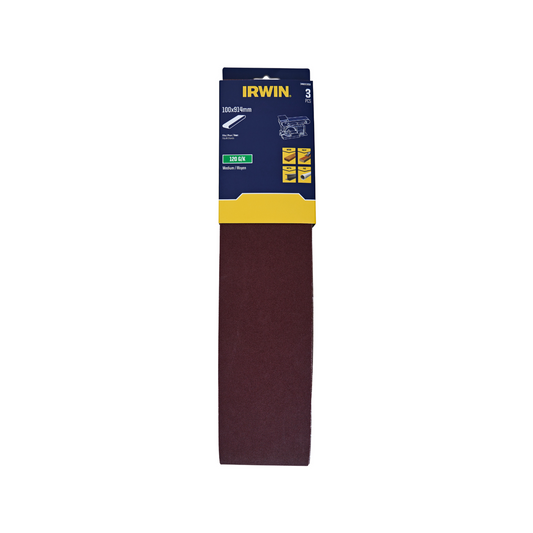 Irwin Sanding Belts 100 x 914mm 120 Grit - 3 Pack - Woodworking & Metalworking - Auzzistore