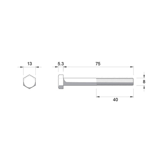 Zenith M8 x 75mm Zinc Plated Hex Head Bolts and Nuts - 2 Pack - Strong Grip – view 2 - Auzzistore