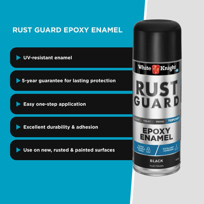 White Knight Rust Guard Black Flat Epoxy Enamel Spray Paint 310g Durable