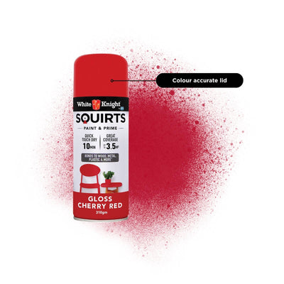 White Knight Squirts Cherry Red Gloss Spray Paint 310g Durable Finish